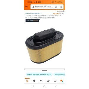 Powerworks Air Filter For Maserati Ghibli Levante Quattroporte V6 Engines 2013-2